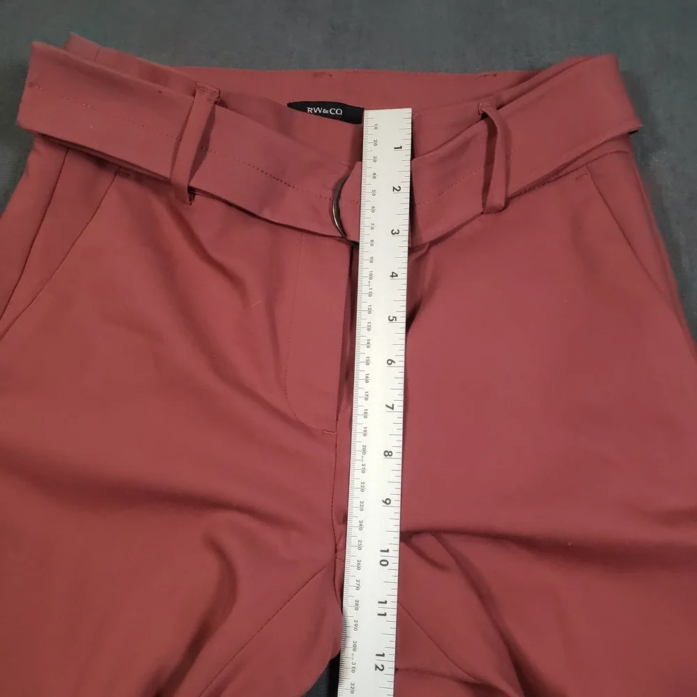 RW&CO Trousers Womens 6 Pink Belted High Rise Tapered Ankle Pants